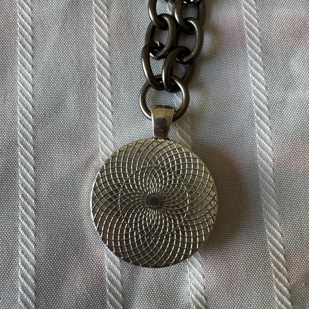 Vintage Chanel Necklace Marked CC Silver Chain 1” Pendant